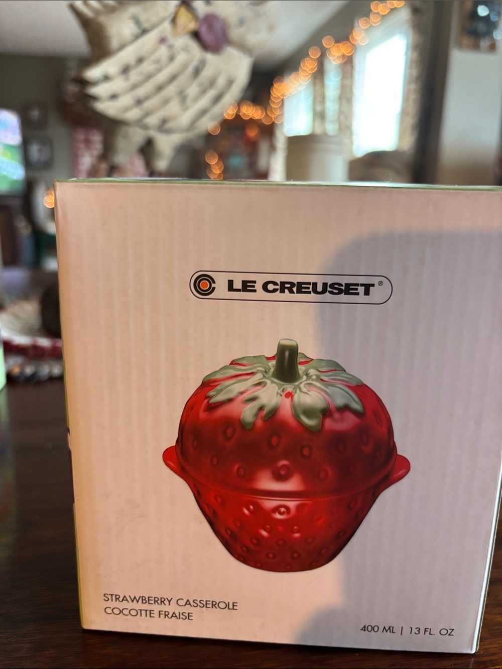 Le Creuset Red Strawberry Casserole with Green Top